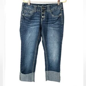 Red Camel Button Fly Denim Capri Jeans with cuffed leg Women’s 9 (1709)‎